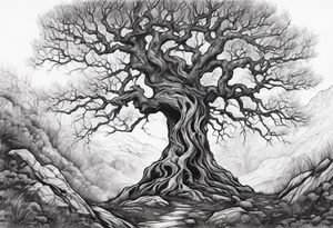 A leafless creepy tree tattoo idea
