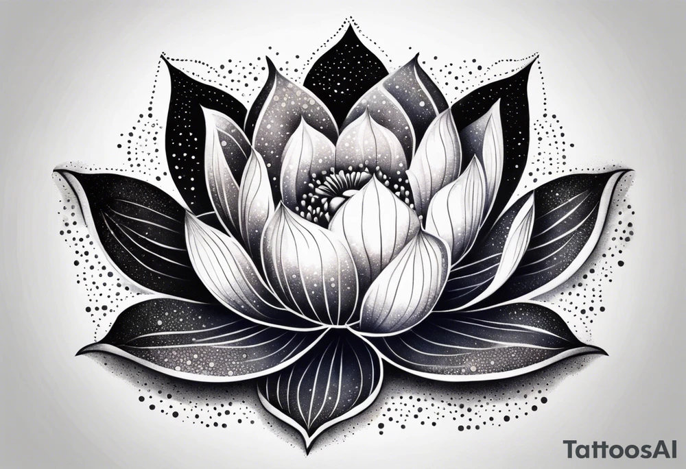 Vibrant colorful lotus flower at night time tattoo idea