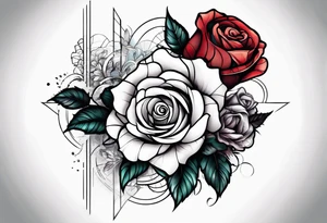 Blend roses and digital circuitry for an arm sleeve tattoo idea