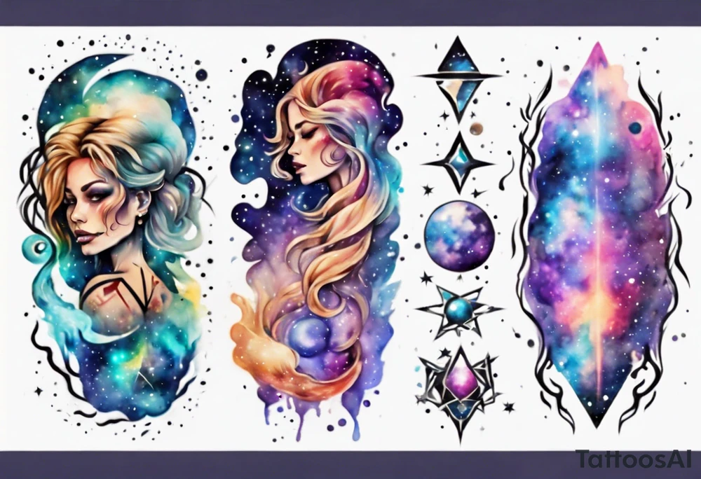 galaxy full arms tattoo idea