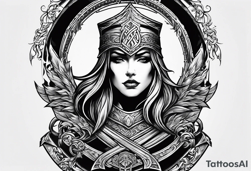 Valhalla stairs sword shield tattoo idea