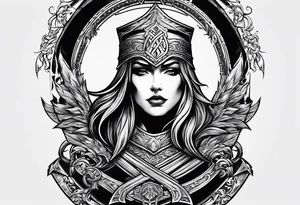 Valhalla stairs sword shield tattoo idea