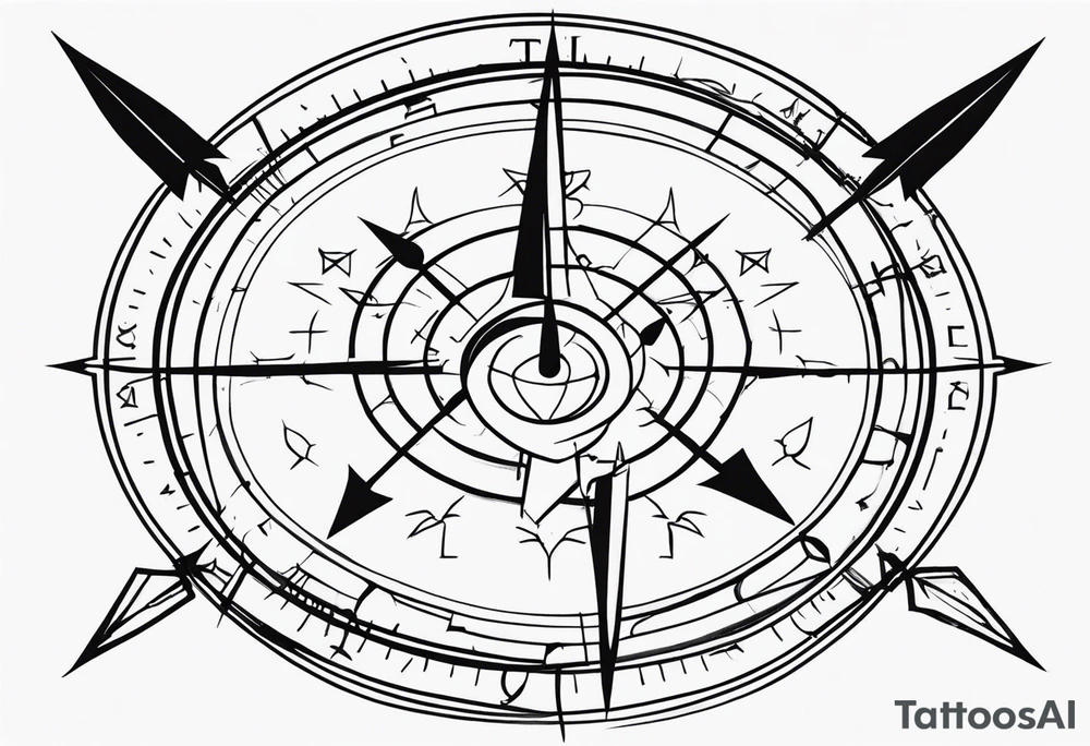 Very Simple tattoo combining elements of darkness, time, arrows or compasses. It should take only an hour to finish. tattoo idea