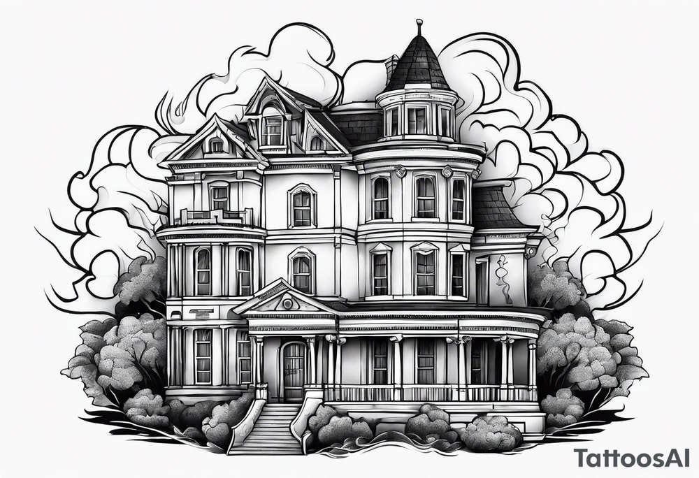 white house on fire tattoo idea