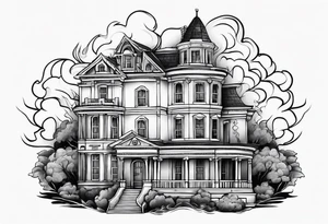white house on fire tattoo idea