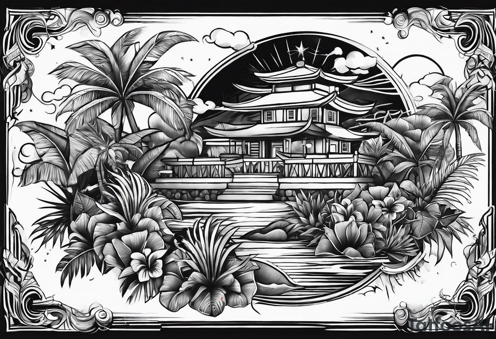 Tropical islands tattoo idea