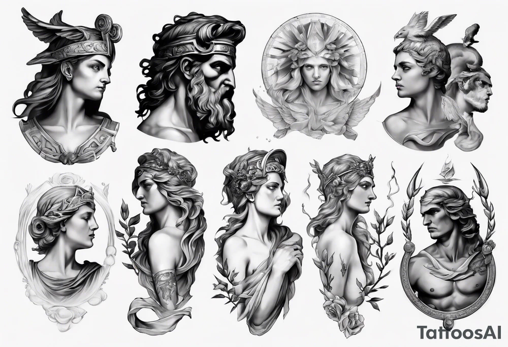 photorealistic greek mythology tattoo idea