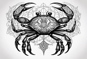 Zodiac crab inside life tree tattoo idea