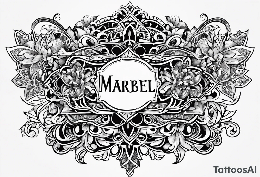 Lettering name spelling out “marabel” tattoo idea Lettering name spelling out “marabel” tattoo idea