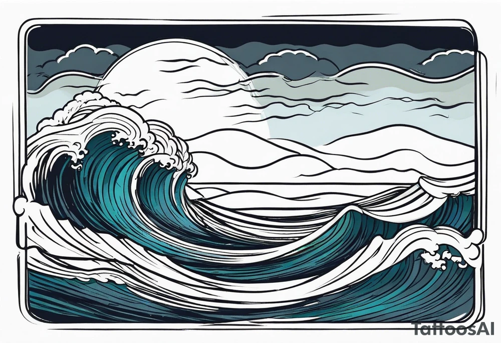 picture 8 by 8 centimeters of sea waves before a storm tattoo idea