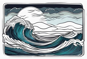 picture 8 by 8 centimeters of sea waves before a storm tattoo idea
