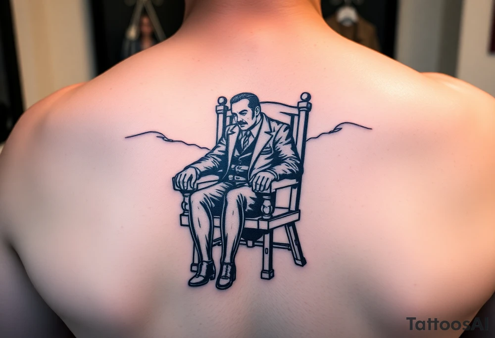 powerful man in an electric chair tattoo idea