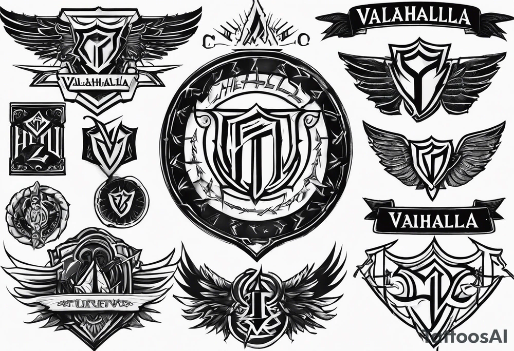 Valhalla sword shield lightning tattoo idea