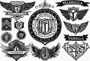 Valhalla sword shield lightning tattoo idea