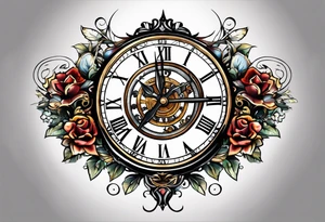 i want a tattoo of a clock with swords tattoo idea