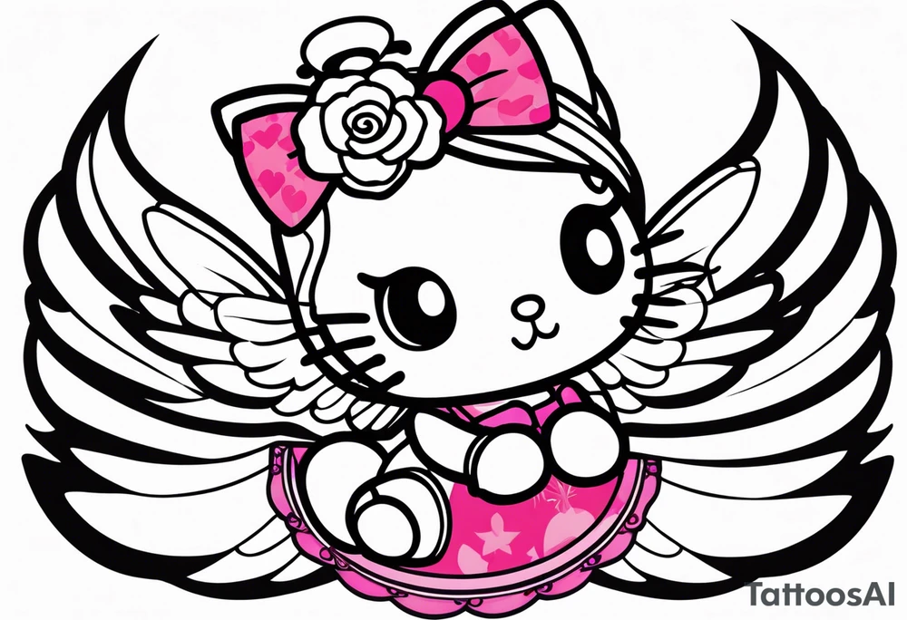 hello kitty angel with halo tattoo idea