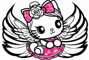 hello kitty angel with halo tattoo idea