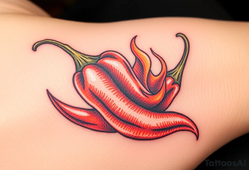 Chili pepper and fire tattoo idea
