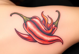 Chili pepper and fire tattoo idea