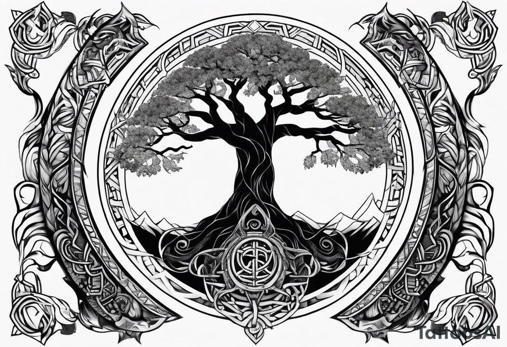 Yggdrasil tree combined with odin tattoo idea