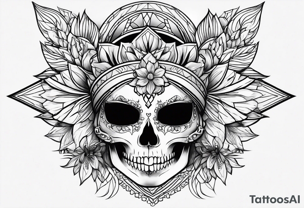 SKULL FEMALE FACE tattoo idea