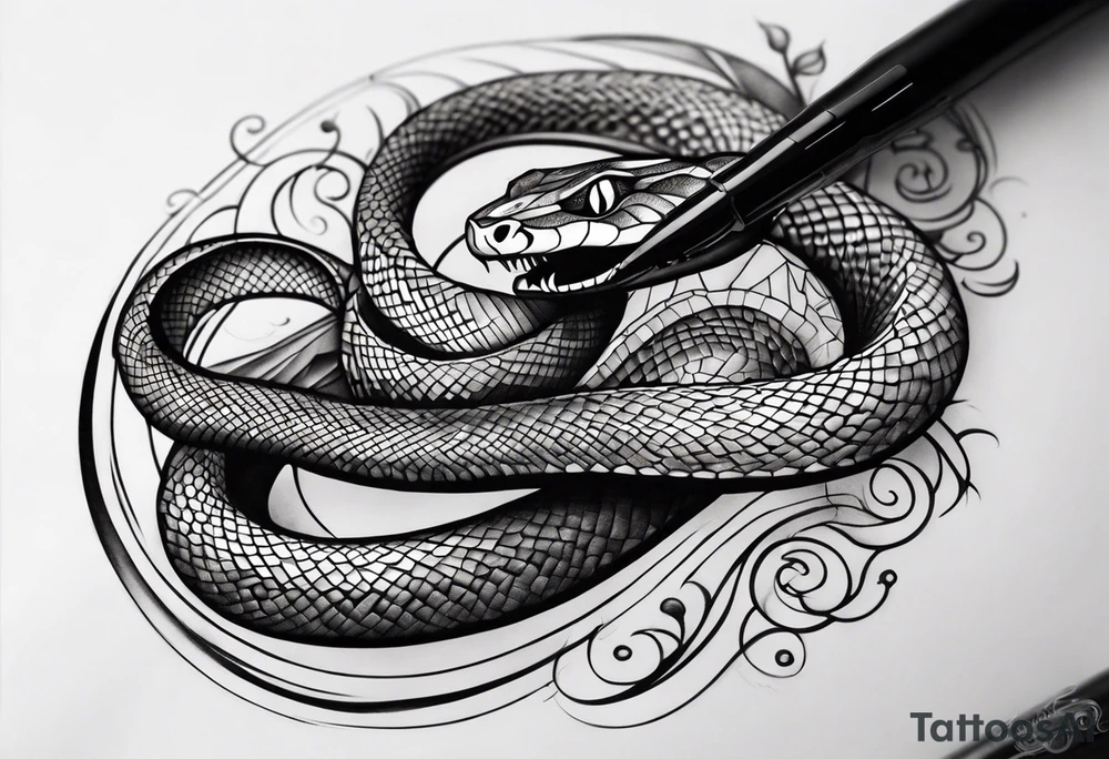 snake around the arm sleeve tattoo idea