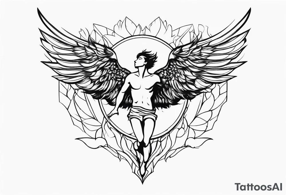 Icarus falling minimalistic tattoo idea