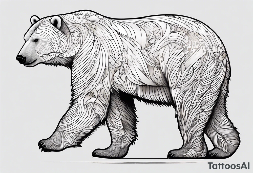 Polar bear in a minimalist but masculine 
 way tattoo idea