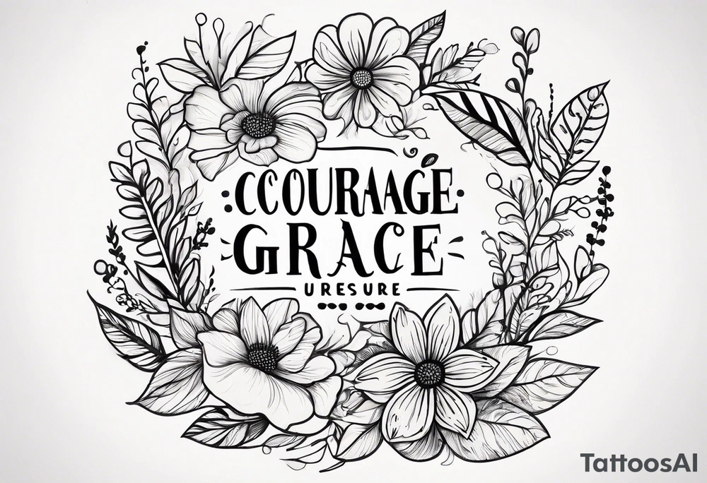 Courage is grace under pressure. 

Floral tattoo idea