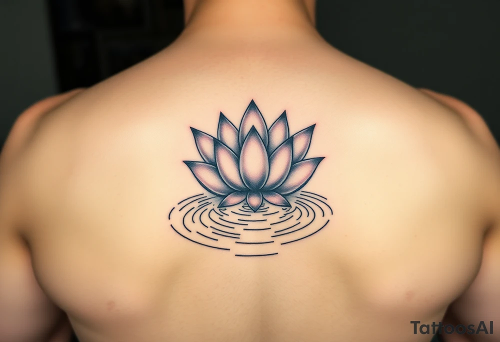 serene lotus flower emerging from sacred waters with ripples tattoo idea