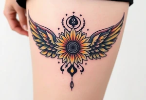 2 of clubs, sunflower, wings, or halo tattoo idea