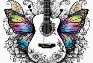 Guitar, butterfly, rainbow, gamer tattoo idea