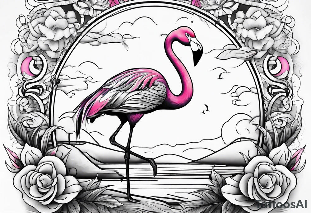 cute flamingo tattoo idea