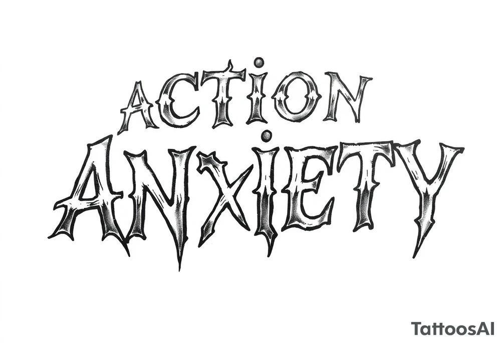 the words 
action beats anxiety with a cool desing tattoo idea