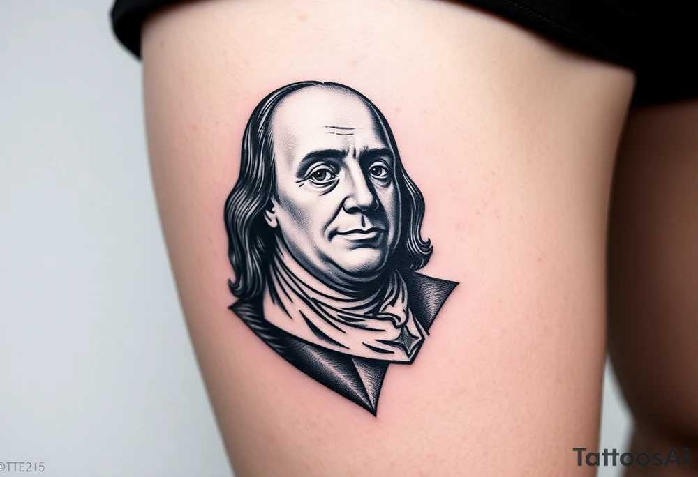 Benjamin Franklin with modern urban clothie tattoo idea