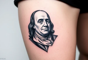 Benjamin Franklin with modern urban clothie tattoo idea