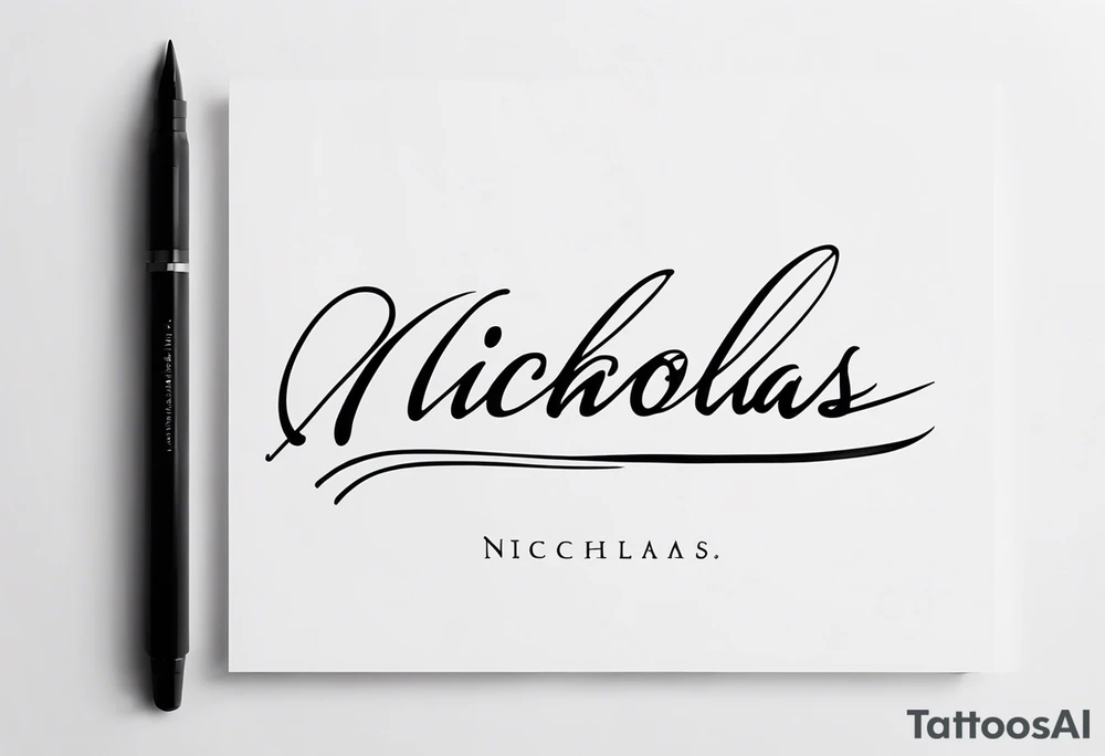 Nicholas written in cursive on spine tattoo idea
