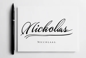 Nicholas written in cursive on spine tattoo idea