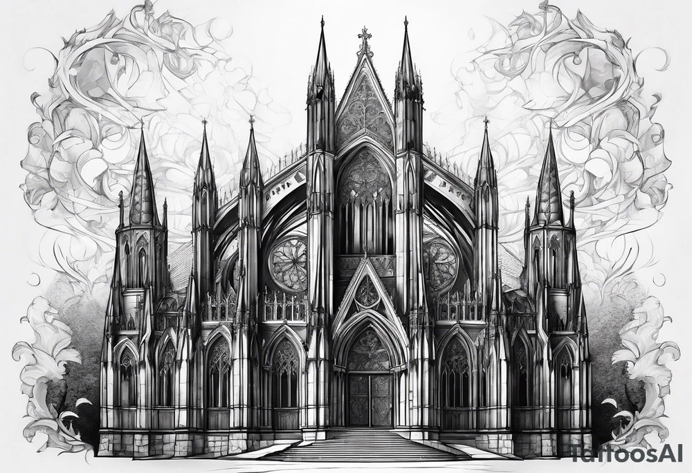 gothic cathedral with knight in armor tattoo idea