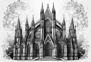 gothic cathedral with knight in armor tattoo idea