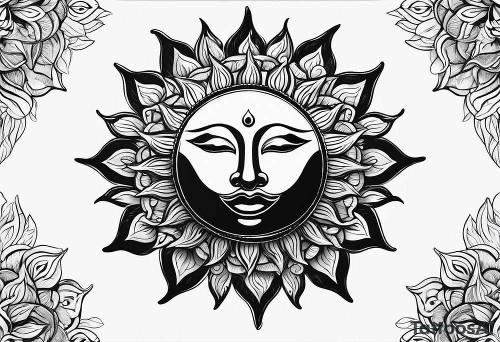 a simple sun with eyes and mouth tattoo idea