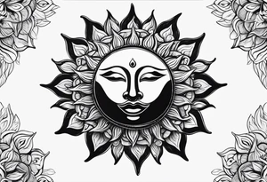 a simple sun with eyes and mouth tattoo idea
