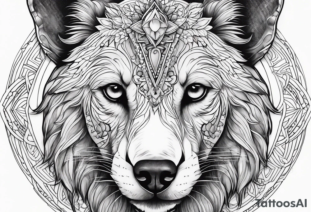 Animal cute , celestial, cross, tattoo idea