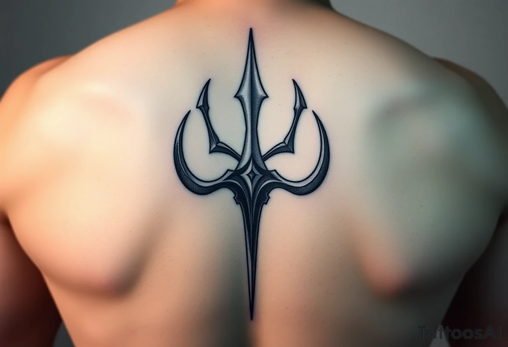 realistic 3d trident tattoo idea
