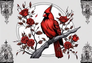 A full sleeve Willow tree with a cardinal holding a rose and a eagle tattoo idea
