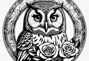 Barred owl and a rose tattoo idea