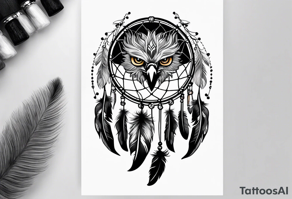 dreamcatcher eagle feathers tattoo idea