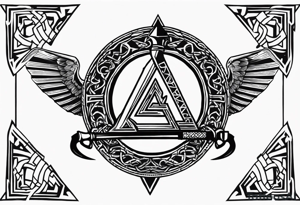Valhalla shield valknut sword axe tattoo idea