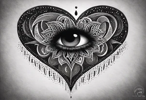 Cuore sacro con pugnale e occhio di ra tattoo idea