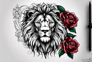 Lion, jesus, rose, rosary tattoo idea